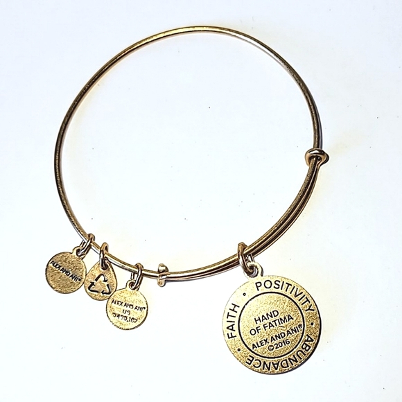 ALEX AND ANI "HAND OF FATIMA" CHARM BANGLE BRACELET in GOLDTONE - Picture 6 of 6